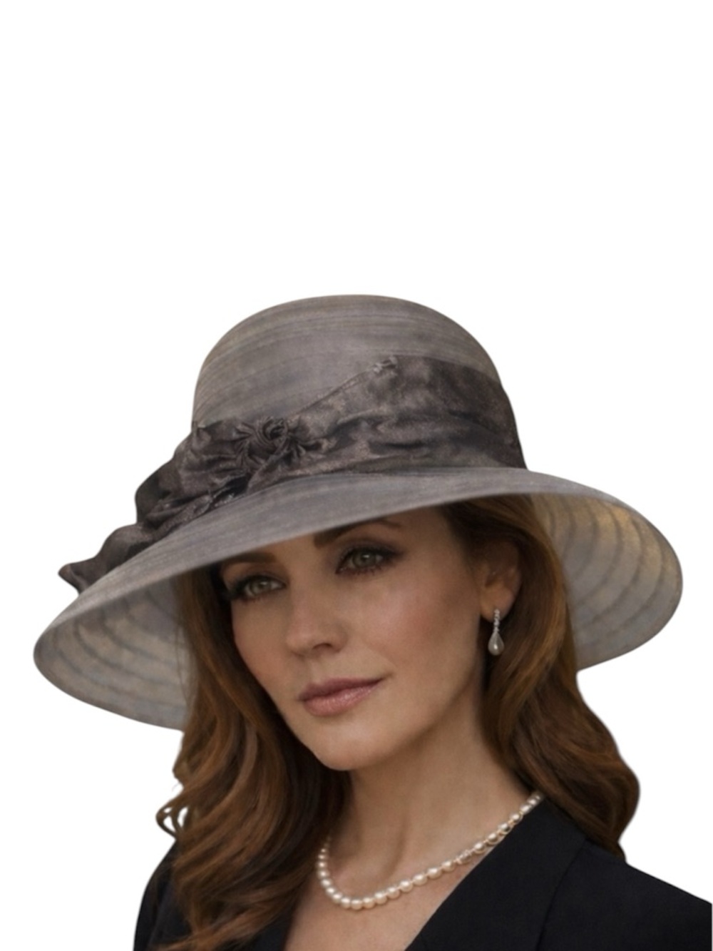 Cappelli Straworld Gray Wide Brim Church Derby Easter Formal Wedding Party Hat
